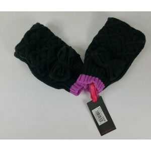 Material Girl Macy's Black Bow Pink Trim Fingerless Gloves‎